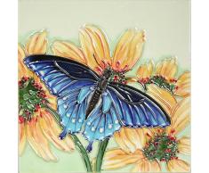YH-Arts 8 x 8 Zoll, Design Schmetterling 1, Keramik, Fliesen Farbe, Mehrfarbig