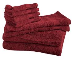 Cotton & Calm Luxuriöses Plüsch-Handtuch Set – 2 große Badetücher, 2 Handtücher und 4 Waschlappen – Spa Hotel Qualität, super saugfähig Luxus Badetücher cranberry