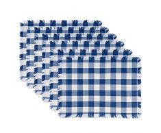 DII Gewebte schwere Baumwolle Geschirrtücher mit dekorativen Fransen, saugfähige Geschirrtücher zum Trocknen und Reinigen von Küchengeschirr oder Arbeitsplatten Tischset Placemat Checkered Navy