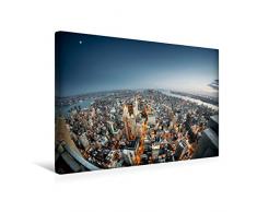 Premium Textil-Leinwand 45 x 30 cm Quer-Format New York City bei Nacht | Wandbild, HD-Bild auf Keilrahmen, Fertigbild auf hochwertigem Vlies, Leinwanddruck von Markus Gann - www.magann.de