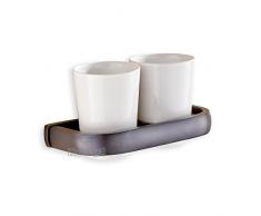 Younge Öl eingerieben Bronze Badezimmer Zubehör Wandmontage Doppel Zahnbürste Halter Becherhalter mit zwei weiß Keramik Tumbler