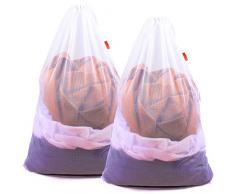 DuomiW Wäschesack aus Netzstoff, strapazierfähig, mit Kordelzug, Fabriken, College, Wohnheim, Reisen und Wohnungsbewohner, 61 x 91 cm weiß