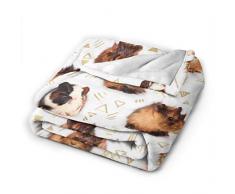 Bettüberwurf, Meerschweinchen, sehr weich, leicht, hypoallergen, sehr weich, kuschelig, Lux ury Bettdecke für Bett, Sofa, Sofa, Wohnzimmer, Strand, Picknick, Herbst, Frühjahr, Winter, Überwurf 80x60 schwarz