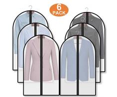 Snugoo Kleiderhüllen, 39 Zoll, Kleiderschutz, Mottenschutz, lang, mit Reißverschluss, für Kleiderschrank, Aufbewahrung, 6 Stück, 60 cm, 100 cm, Weiß 6pcs(24x40) schwarz
