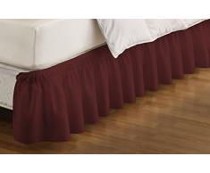 Easyfit und gerüschtem massiv Bett Rock um, burgunderfarben, Twin/Full