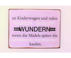 Lafinesse Schild-Da Stehen Omas Immer an Kinderwagen, Metall, lackiert, M