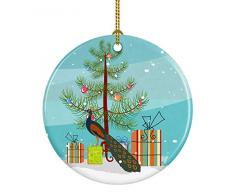 Carolines Treasures Weihnachtsbaum, Keramik, Abessinische Katze Pfaue - indischer Pfau, Peafowl 3 in Mehrfarbig