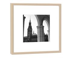 COGNOSCO - Fotografie im Holzrahmen: Kollonaden Rathaus Hamburg - Fotodruck - Format 27 x 27 cm - Rahmenfarbe beige - Hochwertiges Wandbild, Geschenkidee oder Souvenir aus der Hansestadt