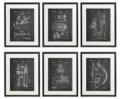 IDIOPIX Feuerwehrmann 02 Patent Decor Wand Kreidetafel Kunstdruck Set von 6 Prints ungerahmt