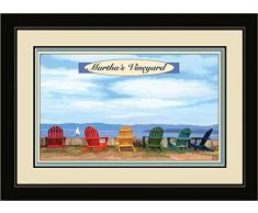 Northwest Art Mall jk-3643 mfgdm Martha s Vineyard Adirondack Stühle Boot Gerahmt Art Wand von Künstler Joanne Kollman, 33 x 40,6 cm Satin schwarz