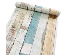 HOYOYO 45,9 x 29,4 cm Kontaktpapier, Selbstklebende Liner, herausnehmbare Regaleinlage, Wandstick, Kommode, Schublade, Peel Stick für Küche, Zuhause, Bunte Holzmaserung