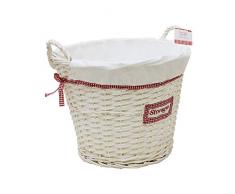 JVL Runde geflochtener Weide, Korb, Weide, Zweck mit rotem Gingham-Stoff als Futter, Mehrfarbig, Farbe