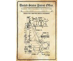 Schatzmix United States Patent Office - Design for a Wind Reed Musical Instrument - Entwurf fÃ¼r einen Wind Reed Musikinstrument - Ippolito - 1959 - Design No 2.2893283 - Blechschild