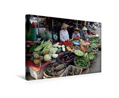 Calvendo Premium Textil-Leinwand 45 cm x 30 cm quer, Obst und GemÃ¼semarkt mit bunter Auswahl | Wandbild, Bild auf Keilrahmen, Fertigbild auf echter Leinwand, Leinwanddruck: Vietnam Menschen Menschen