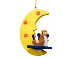 Alexander Taron Importer 10-0859 Christliches Ulbricht, Engel im Mond mit Spielzeug, 7 x 5 x 4,4 cm, Orange