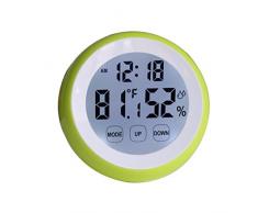Enjoy Best Time Wetterstation Digital Wand montiert Wecker mit Temperatur und Humidity-Mini Touch Bildschirm Indoor Thermometer Hygrometer Uhren für Kochen, Reisen Oder Dekoration Gelb