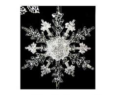 Sunkey 5 x Acryl Schneeflocke Weihnachtsbaum Aufhängen Ornaments, Festival Party Drops Ornaments Weihnachts Hängende Dekoration Dekorationen Fenster 11 cm (Weiß)