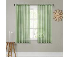 MRTREES Durchsichtige Vorhänge Wohnzimmer Vorhang Durchsichtig Schlafzimmer Fenster Vorhang Panels Fenster Behandlung Set Modern W54×L54 grün