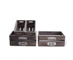 Rebecca Mobili 3er Set Obstkisten im Vintage-Stil, Aufbewahrungsboxen aus Paulownienholz, Dunkelgrün, als Wohneinrichtung für Haus Garten – Maße: 15 x 32 x 22 cm (HxLxB) – Art. RE4592