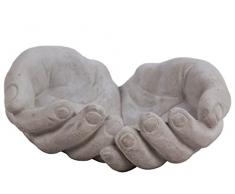 Benjara Vogelfutterstation aus Zement, traditioneller Stil, Handdesign, Grau