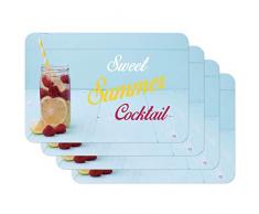 Venilia Tischset Platzset für Esszimmer Rose Sweet Summer, 4er Set abwischbar Polypropylen, lebensmittelecht, 45 x 30 cm, 4 Stück, 59091, Kunststoff, Berries Cocktail Time, Muster, 4