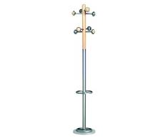 UNILUX 100340704 Garderobenständer Accueil mit Schirmständer grau und buche 175 cm drehbar mit 8 Gardeobenhaken - Kleiderständer Mantelständer Garderobe