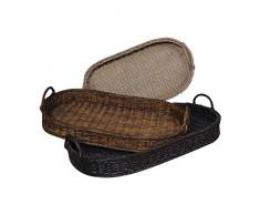 Elk Rattan Signature Black Woodlands Dark Flain and Italian Slate 19x33x6 Set of Three Oval Ratta Decoration Accessories