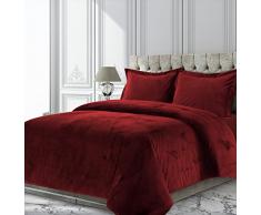 Tribeca Living VENICEDUVETTWBU Venice Velvet Oversize Solid Bettbezug-Set, Doppelbett, Burgunderrot
