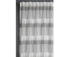 GARDINIA Vorhang mit verdeckten Schlaufen und Gardinenband, Blickdichter Gardinenschal, Etamine, Grau, 140 x 245 cm