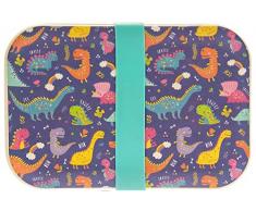 Lesser & Pavey Eco Lunchbox Dinosaurier, Bambus, Mehrfarbig, 18 x 12 cm