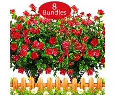 Grunyia 8 Bündel Kunstblumen Outdoor rot