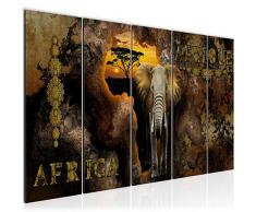 Bilder Afrika Wandbild 150 x 60 cm Vlies - Leinwand Bild XXL Format Wandbilder Wohnzimmer Wohnung Deko Kunstdrucke Braun 5 Teilig - MADE IN GERMANY - Fertig zum Aufhängen 022656b