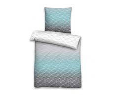 biberna 0004233 Feinbiber Deluxe Bettwäsche Garnitur mit Kopfkissenbezug (Baumwolle) 1x 135x200 cm + 1x 80x80 cm, türkis