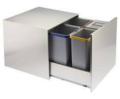 ELLETIPI Street 2.0 PA2 inl424348 a Mülleimer Mülltrennung, ausziehbar Edelstahl für Base, Stahl, 48 x 43 x 40 cm