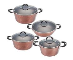San Ignacio PK1629 Kochtopf-Set mit Glasdeckel, geschmiedetes Aluminium, Induktion, 4-teilig