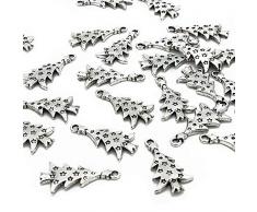 Beads Unlimited Anhänger Weihnachtsbaum, silberfarben antik-optik, 26x14mm
