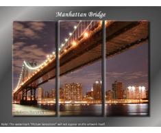 Bild Sensations gerahmt Riesige 3-Panel Moderner New York Manhattan Bridge Giclée-Druck auf Leinwand