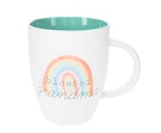 Pavilion Gift company 61201 Kaffeetasse mit Aufschrift Blessed Grandma, aus Steingut, Regenbogenfarben, neuer Knochen, China, weiß
