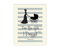 Für dieses Kind beten die ich 11 x 14, Mädchen Kinderzimmer Decor, Jungen Kinderzimmer Decor, Kinderzimmer, grau Kinderzimmer Kinderzimmer Wand Kunst, Baby Geschenk, Shabby Chic, Christian Wand Kunst, Samuel 1: 27 Religiöse Zitate