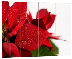 Pixxprint roter Weihnachtsstern, MDF Bretterlook Format: 80x60cm, Wanddekoration Holzbild, Holz, bunt, 80 x 60 x 2 cm