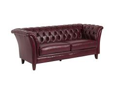 Max Winzer® Sofa 2,5-Sitzer Norfolk, rot, Wischleder, Couch, Chesterfield, Retro, 200 x 86 x 78 cm