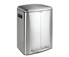 Wenko Treteimer Easy Close Primo Mülleimer mit Absenkautomatik, Anti-Finger-Print, Edelstahl Rostfrei, Satiniert, 38 x 45 x 60 cm