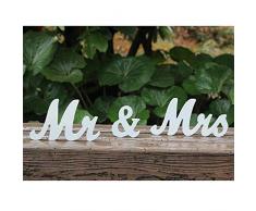 Amajoy Vintage MR & Mrs Weiß Holz Buchstaben Aufsteller Schild Ständer Figuren Decor Hochzeit Geschenk Home Dekoration