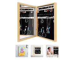JEXICASE Spiegelschrank mit Holzmaserung für Schmuck, Wanddekoration, unsichtbare Aufbewahrungsbox, platzsparend, kreatives Geschenk, personalisierbar Smile