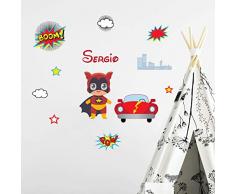 Personalisierter Vornamens-Sticker, selbstklebend, personalisierbar, fÃ¼r Kinderzimmer, 2 BÃ¶gen mit 35 x 35 cm und 40 x 25 cm, Mehrfarbig