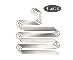 4 Stück Mehrzweck-Hosen Kleiderbügel Rack Edelstahl für Schrank Organisation nutzen, Kleiderbügel platzsparende Aufbewahrung Rack 5 Schichten. 4 Stück