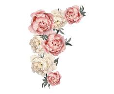 Outivity Blumen Wandaufkleber Pfingstrose Rose, wasserfest, PVC-Wandaufkleber Blumen für Sofa Hintergrund Wohnzimmer, Schlafzimmer, Küche, Kinderzimmer Large