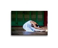 Premium Textil-Leinwand 45 x 30 cm Quer-Format Mainhattan Ballerina im koreanischen Garten | Wandbild, HD-Bild auf Keilrahmen, Fertigbild auf hochwertigem Vlies, Leinwanddruck von Sebastian Kuse - Photographer