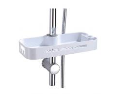 ABS Dusche Regal Badezimmer Dusche Caddy Rack-Organizer für Seife Shampoo Conditioner mit zwei versteckten Haken abnehmbarer Duschraum kein Bohren der Wand befestigter Geeignet für 22 mm, 24 mm, 25 mm