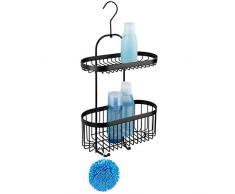 WENKO Bad-Caddy Classic Plus Black - Duschregal, Wandkorb mit hochwertigem Rostschutz, Stahl, 26.5 x 47 x 12.5 cm, Schwarz